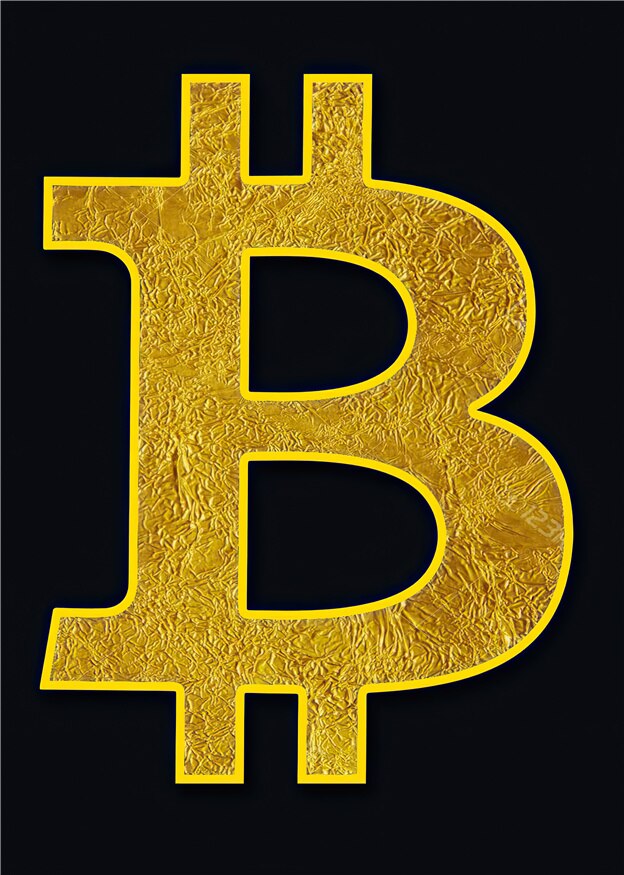 Abstract Golden Bitcoin  Wall Art Pictures - Crypto Coin Display