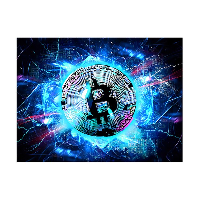 Modern Art Abstract Bitcoin Prints Canvas Painting Wall Art Posters and Pictures for Home Living Room Decor No Frame Cuadros - Crypto Coin Display