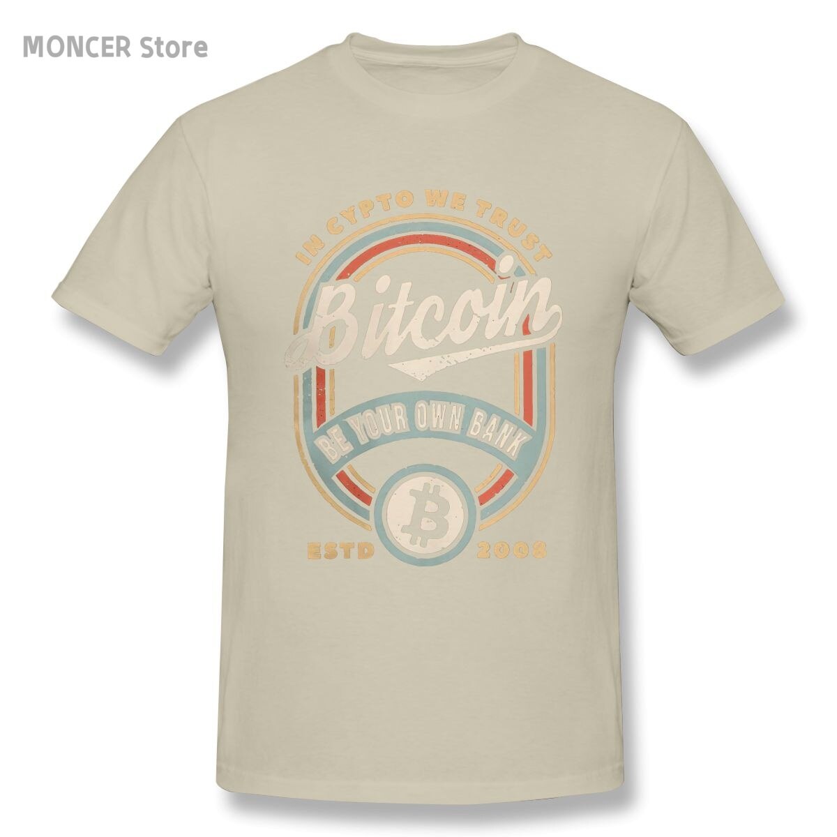 Bitcoin Vintage In Crypto We Trust Cryptocurrency T Shirts Men 100% Cotton Novelty T-Shirts Crewneck Tees Clothing Unique - Crypto Coin Display