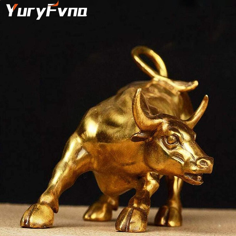 Golden Wall Street Bull OX Figurine Sculpture - Crypto Coin Display