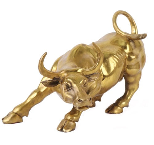 Golden Wall Street Bull OX Figurine Sculpture - Crypto Coin Display