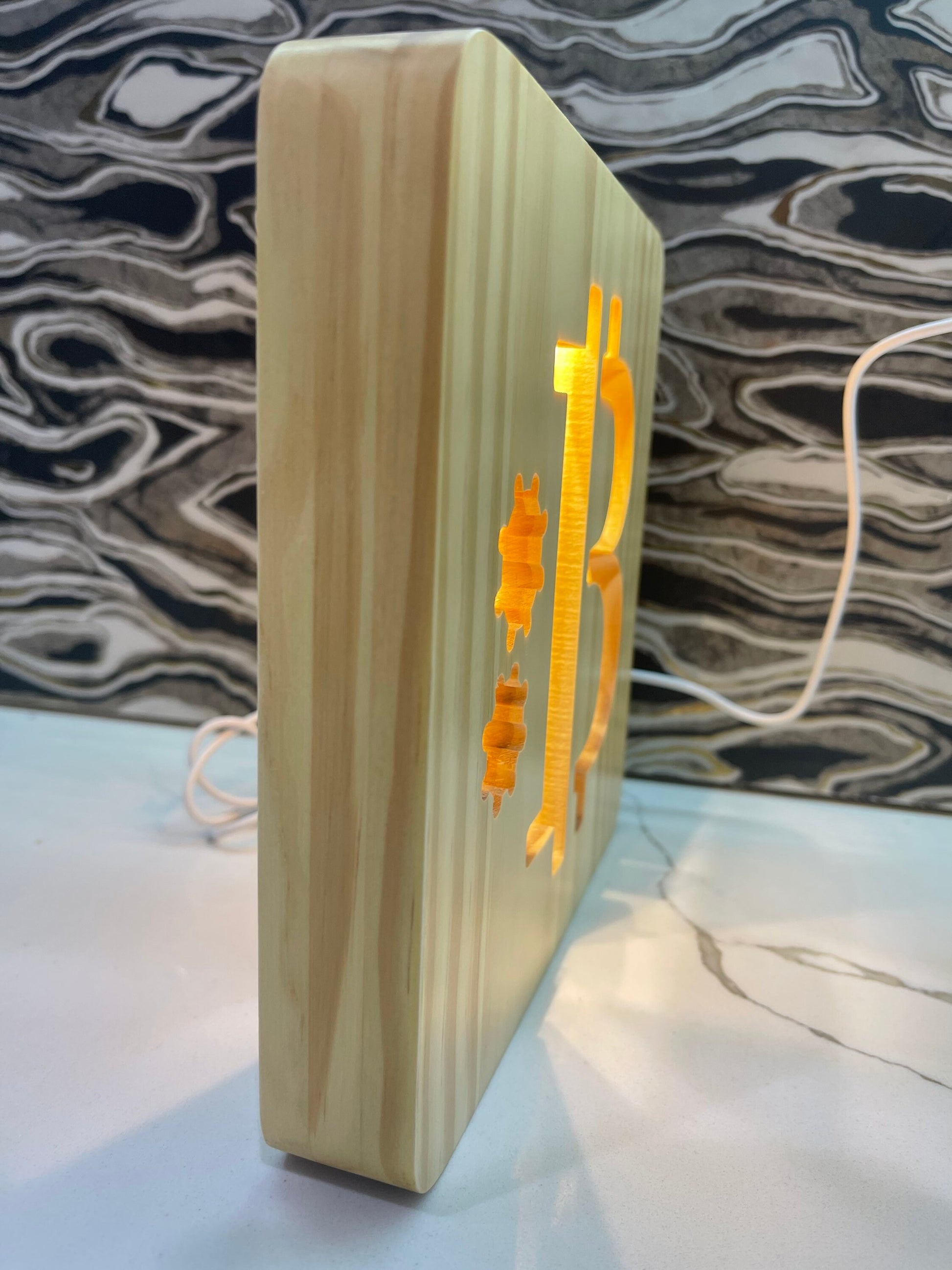 Wooden Crypto Bitcoin Novelty Light - Crypto Coin Display
