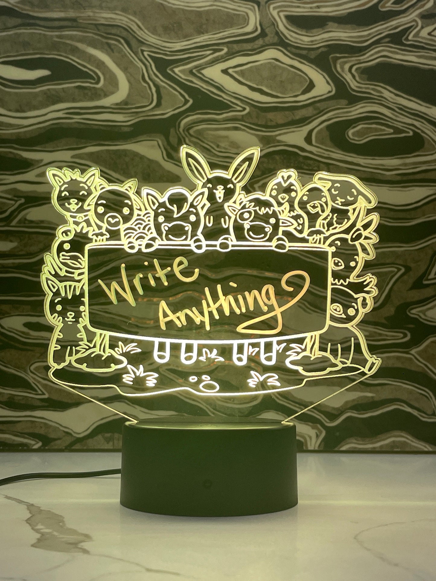 Kids Message Board LED Light dry erase - Kids Desk Light - LED Message Board Acrylic Sign - Crypto Coin Display