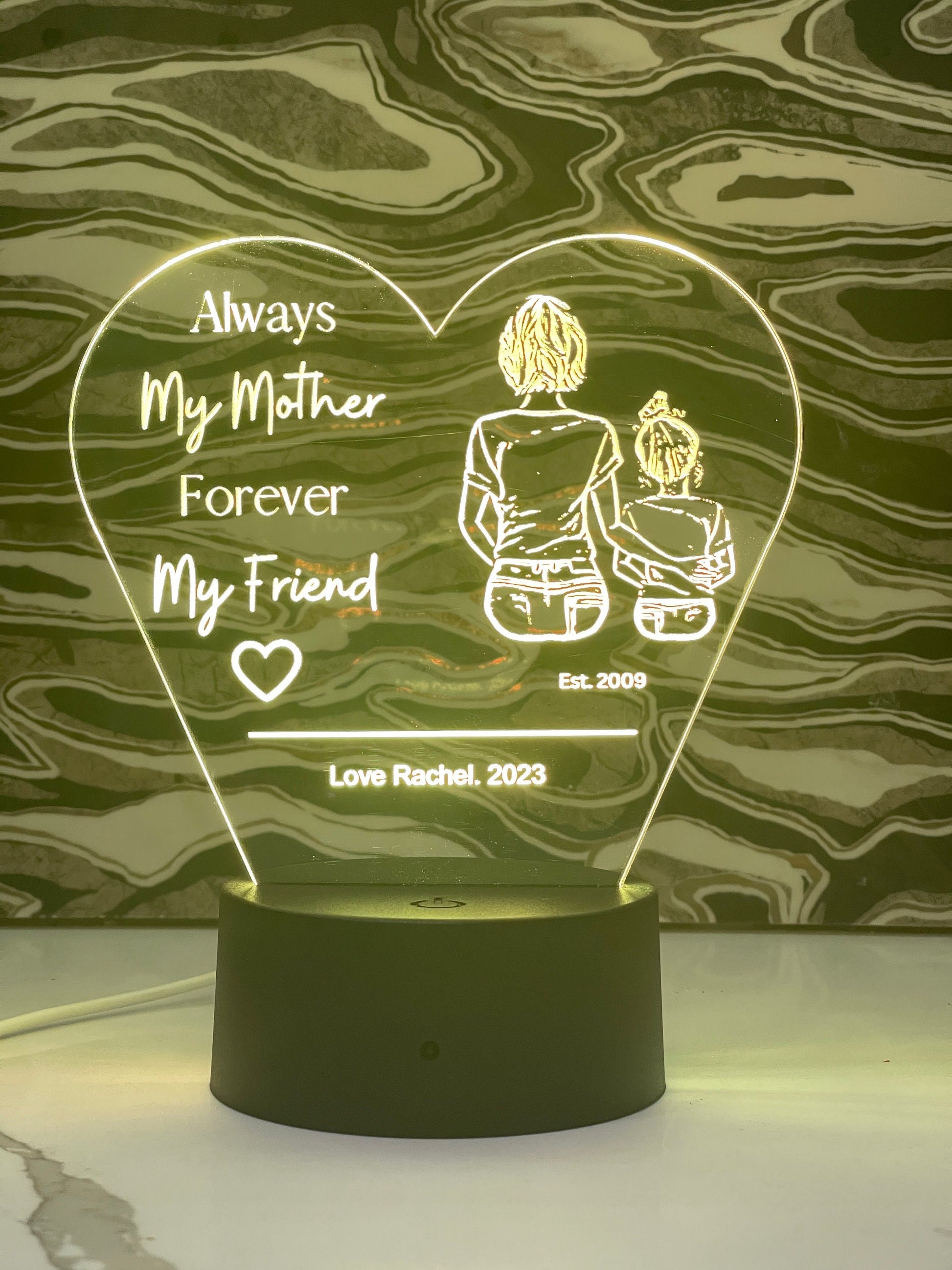 Mom Bestfriend Heart Acrylic Sign | Heart Night Light | Mothers Day Gift | Love Heart Sign | Heart Plaque | Mom Night Light - Crypto Coin Display
