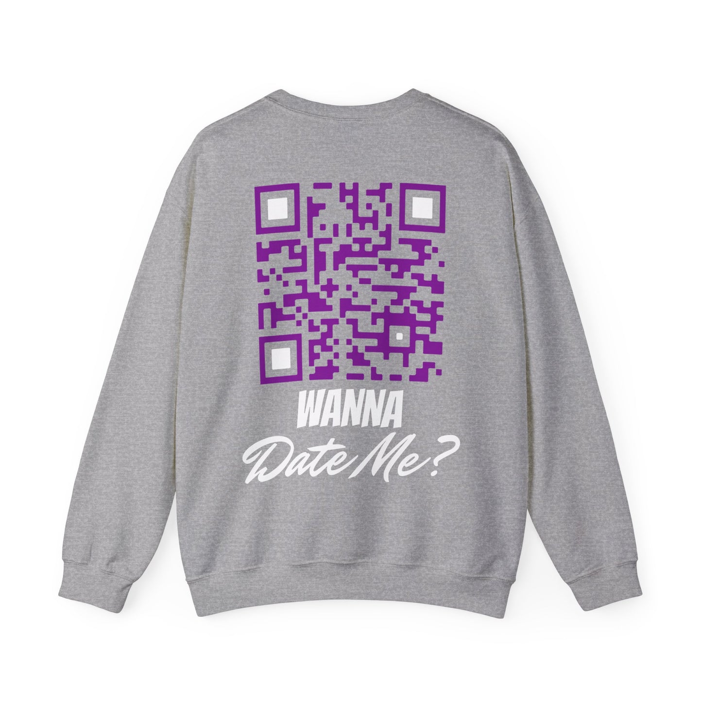 Wanna Date me? Customizable QR CODE Unisex Heavy Blend™ Crewneck Sweatshirt - Crypto Coin Display
