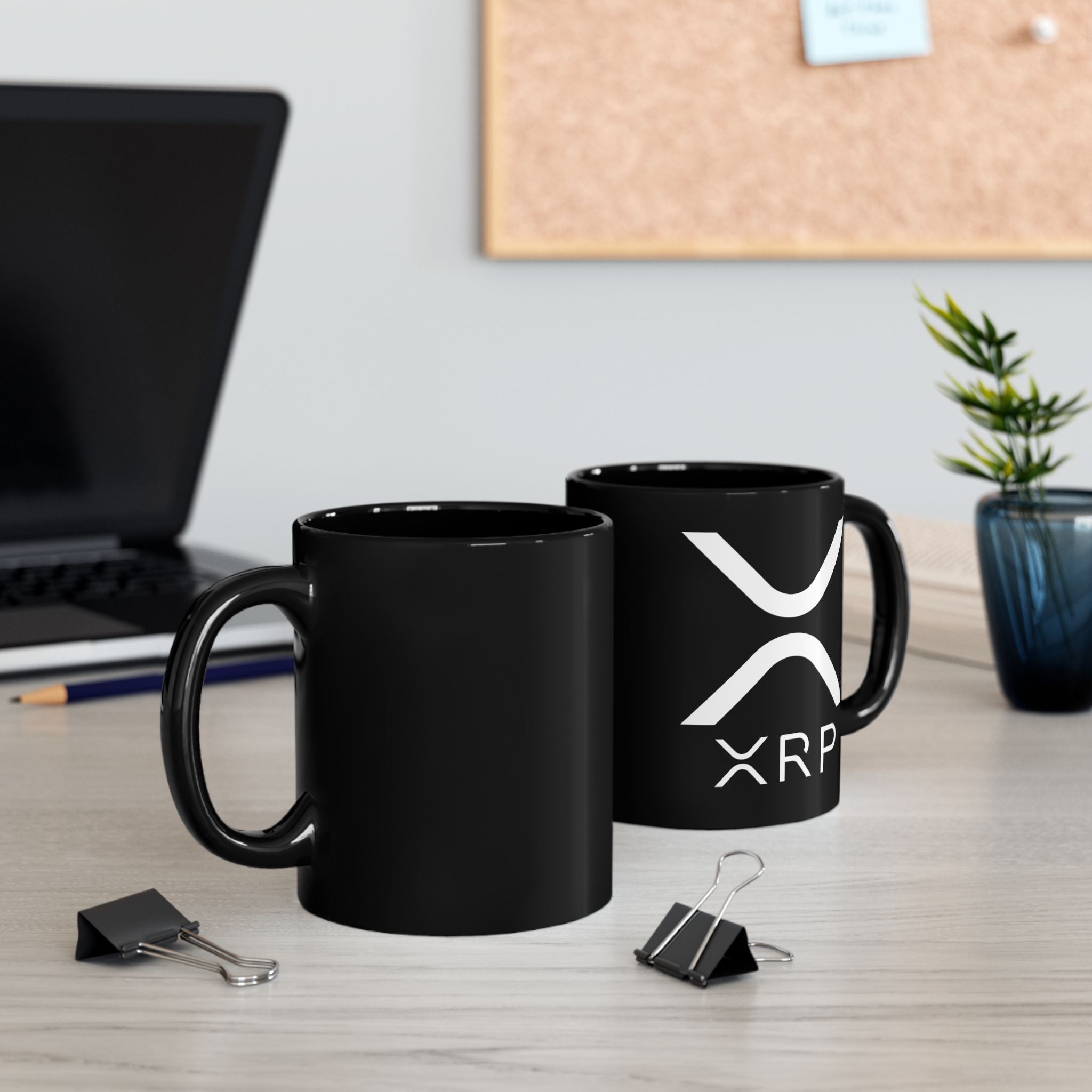 XRP Crypto Black Mug — Ripple Logo Coffee Cup (11oz & 15oz) - Crypto Coin Display