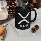 XRP Crypto Black Mug — Ripple Logo Coffee Cup (11oz & 15oz) - Crypto Coin Display