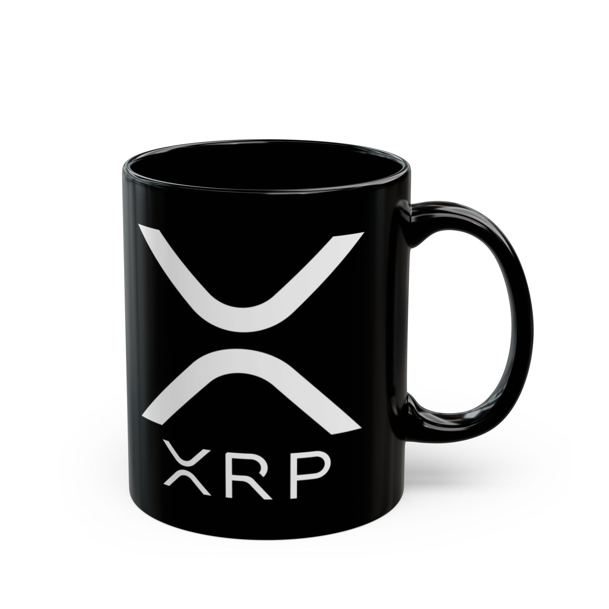 XRP Crypto Black Mug — Ripple Logo Coffee Cup (11oz & 15oz) - Crypto Coin Display