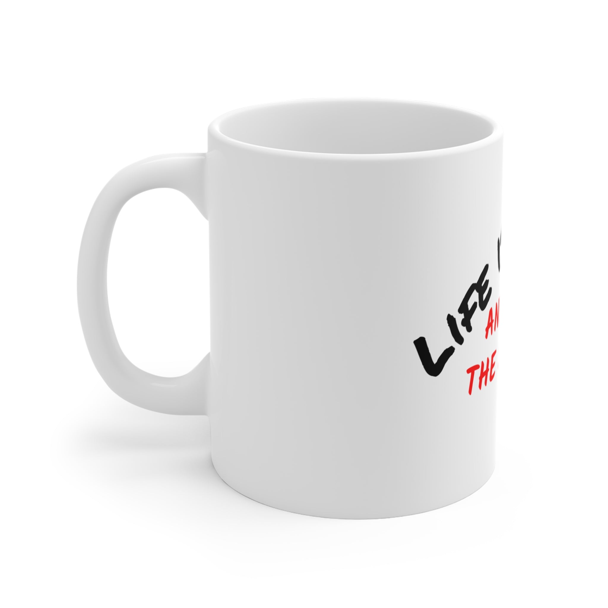 Coffee Mug — “Life is BDSM” Funny Red & Black Script 11oz Ceramic Mug - Crypto Coin Display