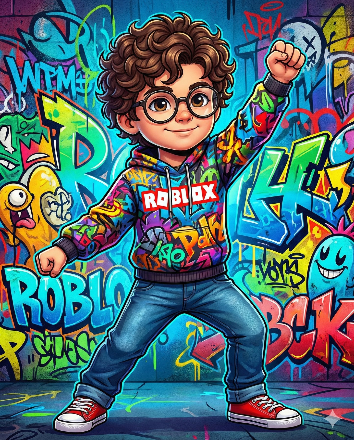 Custom Roblox Style Kids Portrait Poster - Personalized Digital Download - Gamer Bedroom Wall Art - Birthday Gift - Christmas gift