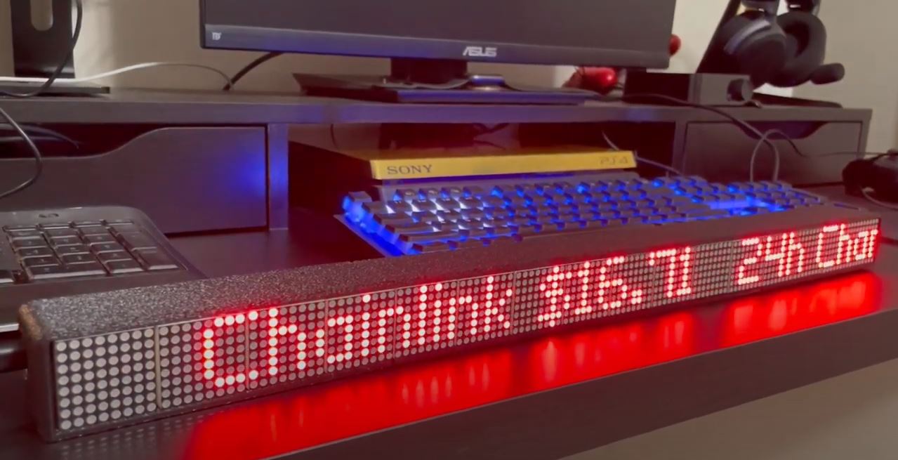 Load video: 20&quot; Crypto Coin Display Price Ticker