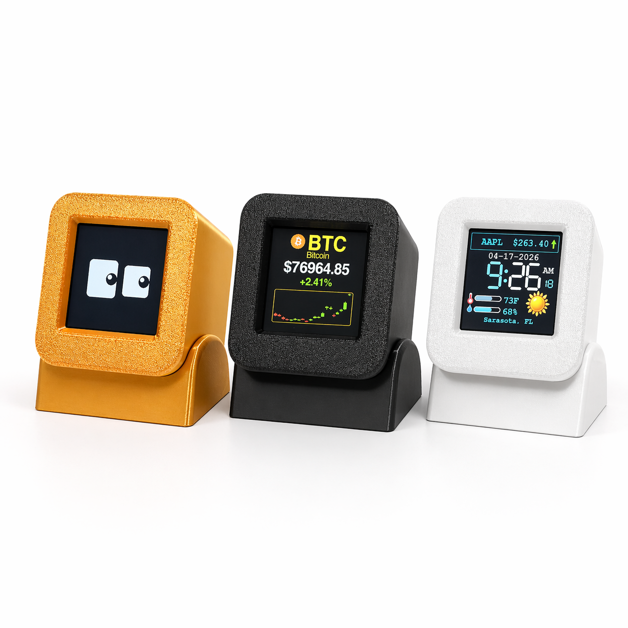 Desktop Financial Data Display – Stocks, ETFs, Crypto, Commodities, Weather, Clock & Robo Eyes  Product Subtitle - Crypto Coin Display