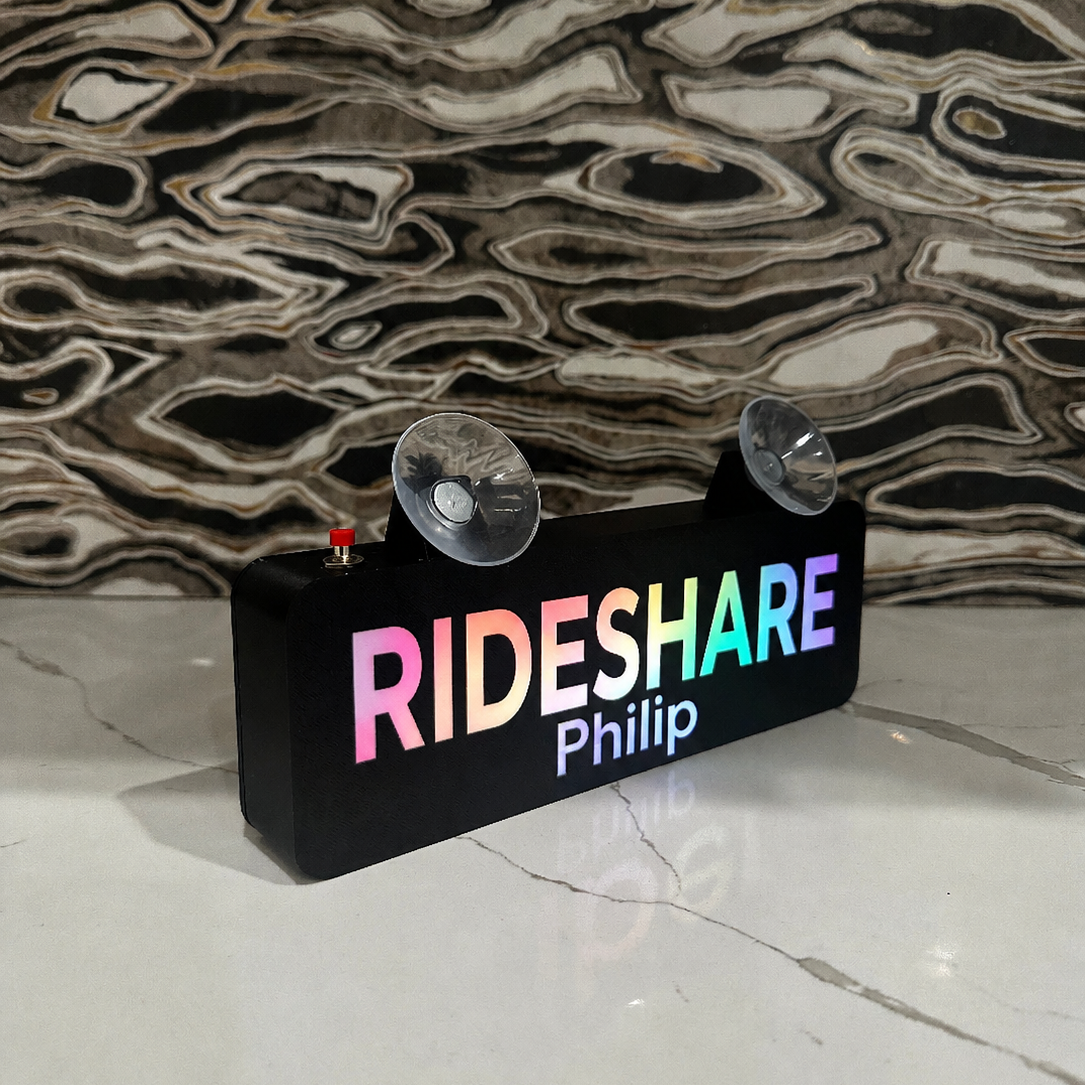 Personalized Rideshare Driver Sign with RGB LED — Wi-Fi Customizable. - Crypto Coin Display