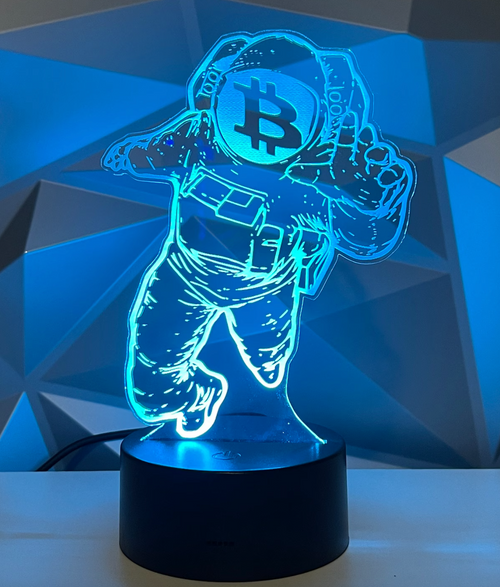 Astronaut Bitcoin to the Moon | Home Decor Sign | Gamer Desk Accessories | Gamer Desk Plaque | Desk Night Light - Crypto Coin Display