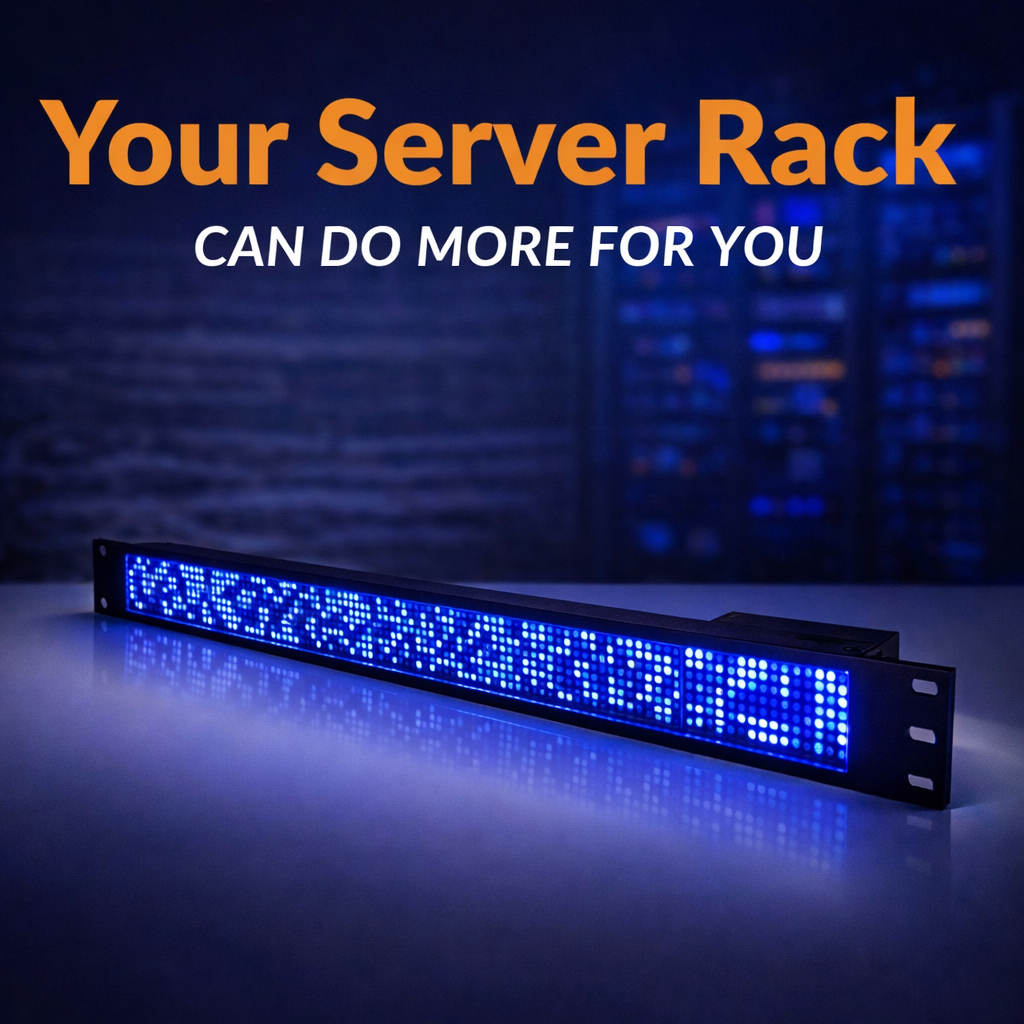 19” 1RU Network Server Rack Led Matrix Display STOCK, Commodity and CRYPTO ticker, YouTube Subscriber Counter, Rack Mount Wi-Fi Led Panel