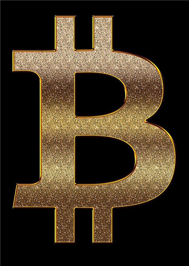Abstract Golden Bitcoin  Wall Art Pictures - Crypto Coin Display