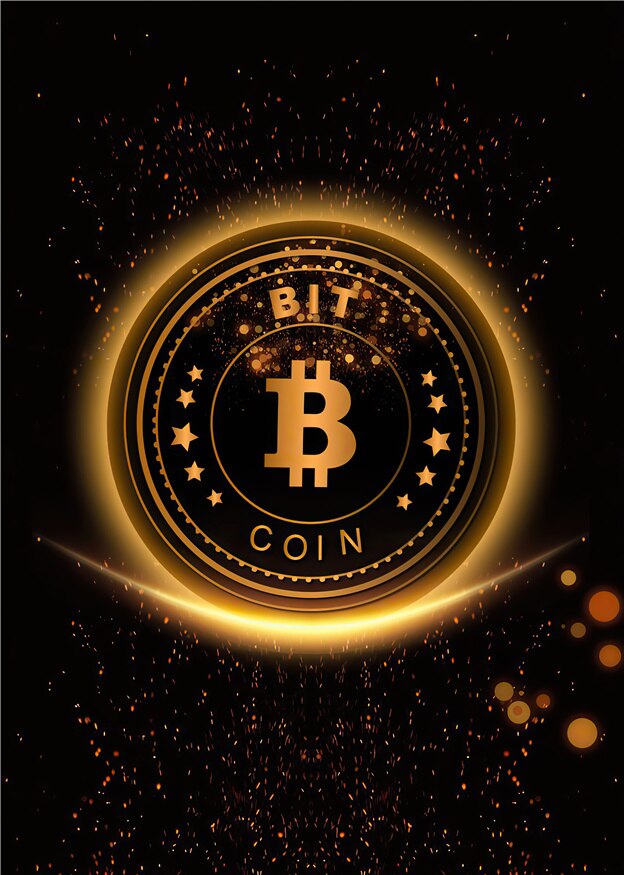 Abstract Golden Bitcoin  Wall Art Pictures - Crypto Coin Display
