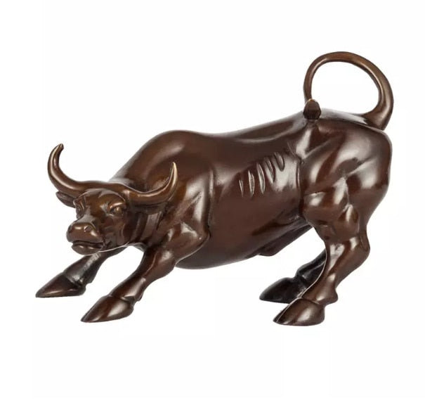 Golden Wall Street Bull OX Figurine Sculpture - Crypto Coin Display