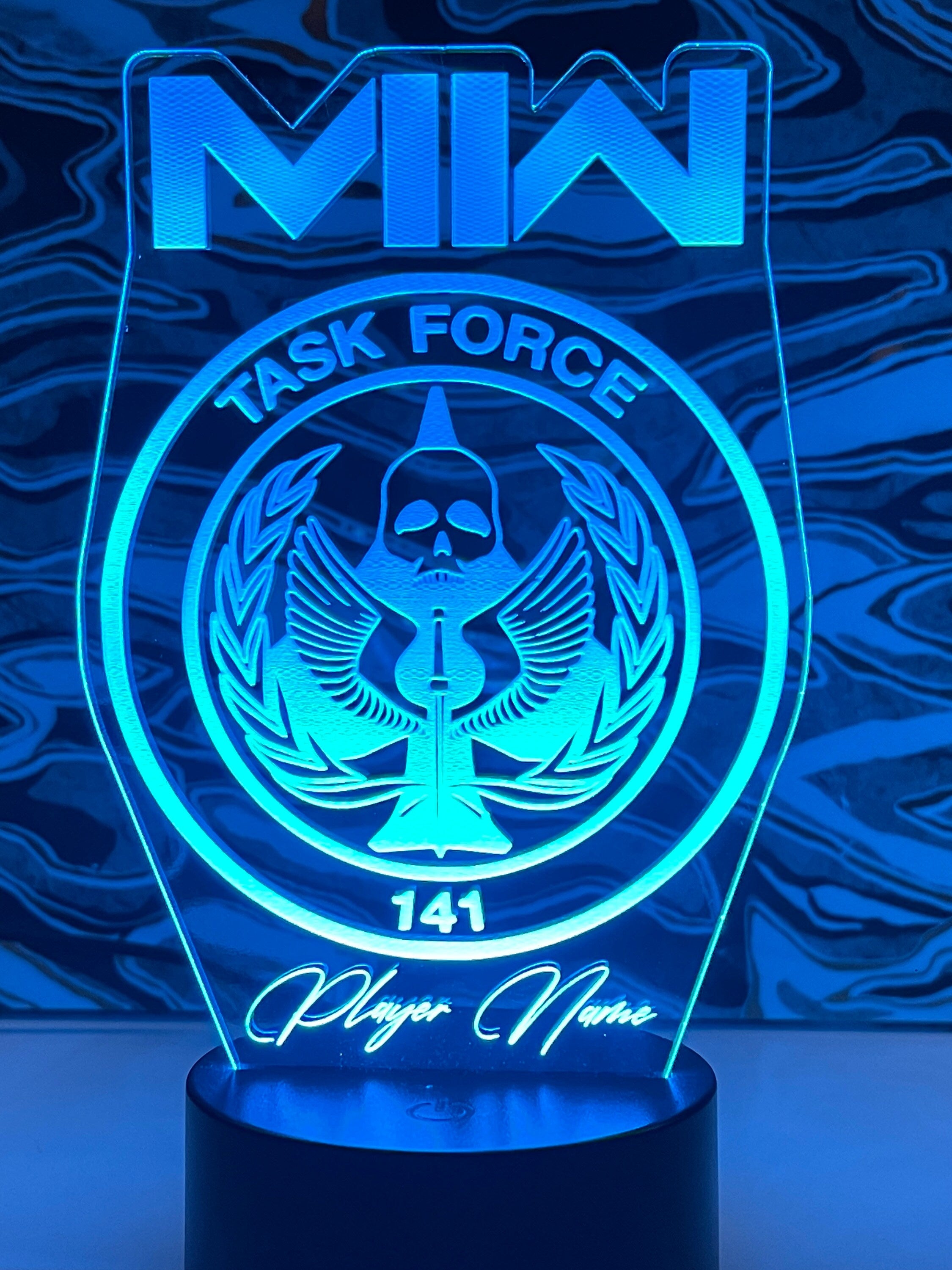 Modern Warfare 2 Call Of Duty MWII Customizable Clan Gamer Tag Acrylic RGB LED Novelty Sign - Crypto Coin Display