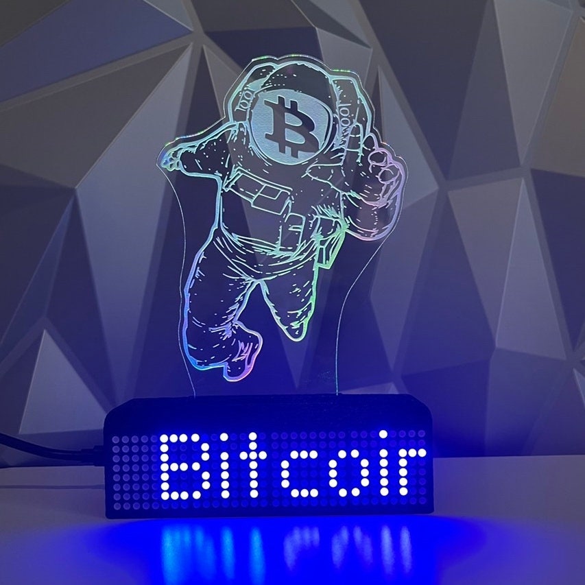 Bitcoin Astronaut RGB Light 5” Crypto Coin Price Ticker Display - Crypto Coin Display