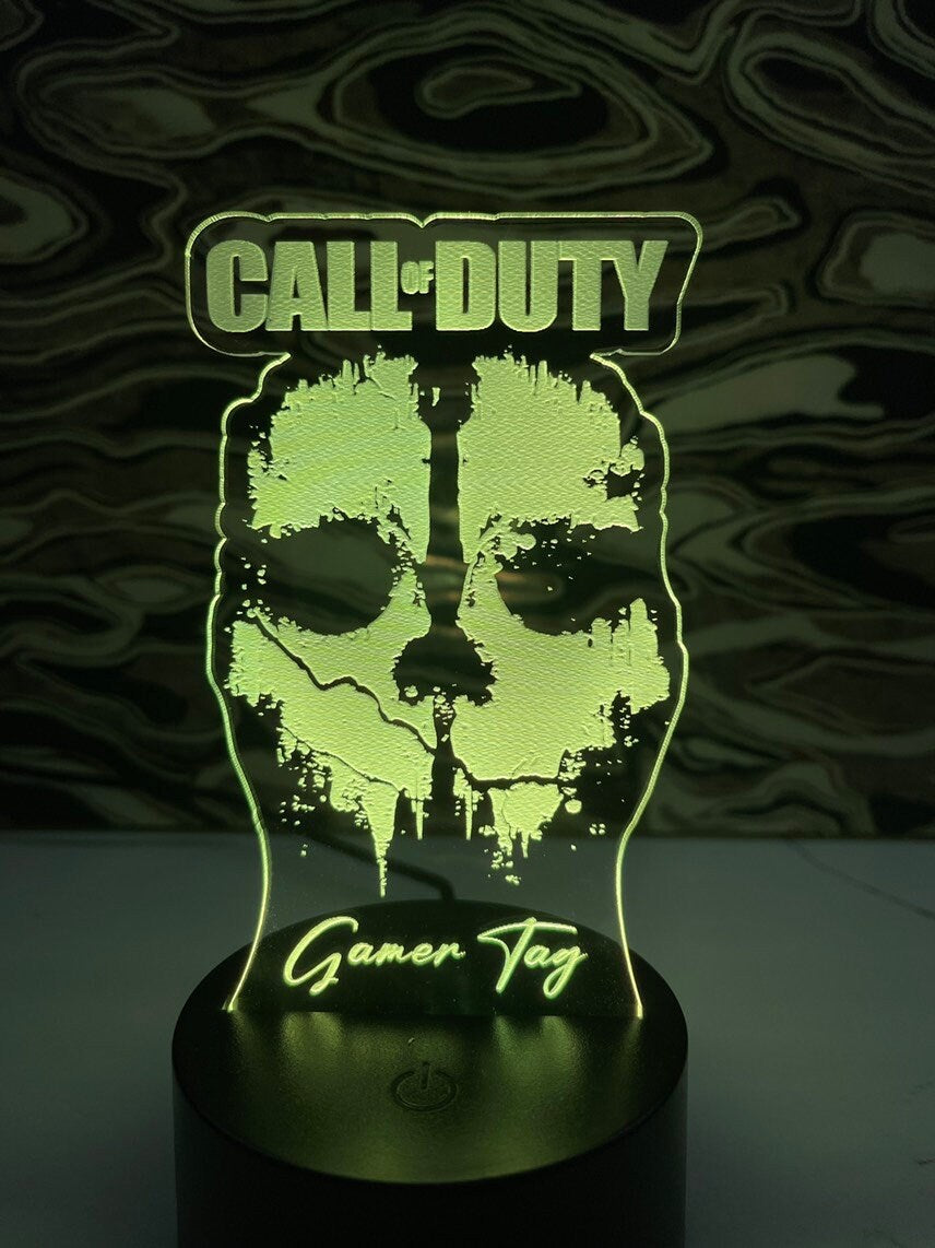 Call Of Duty MWII Ghost Skull Gamer Tag Acrylic RGB Novelty Sign - Crypto Coin Display