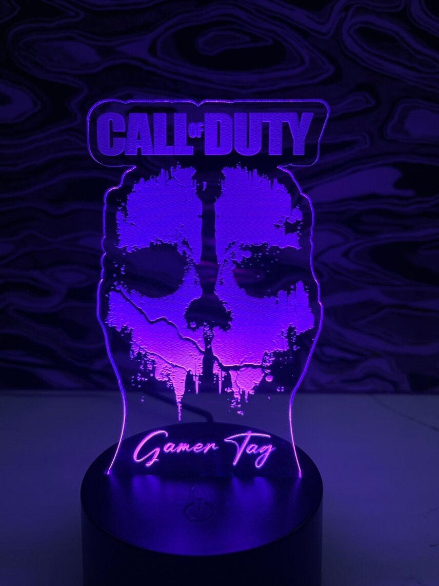Call Of Duty MWII Ghost Skull Gamer Tag Acrylic RGB Novelty Sign - Crypto Coin Display