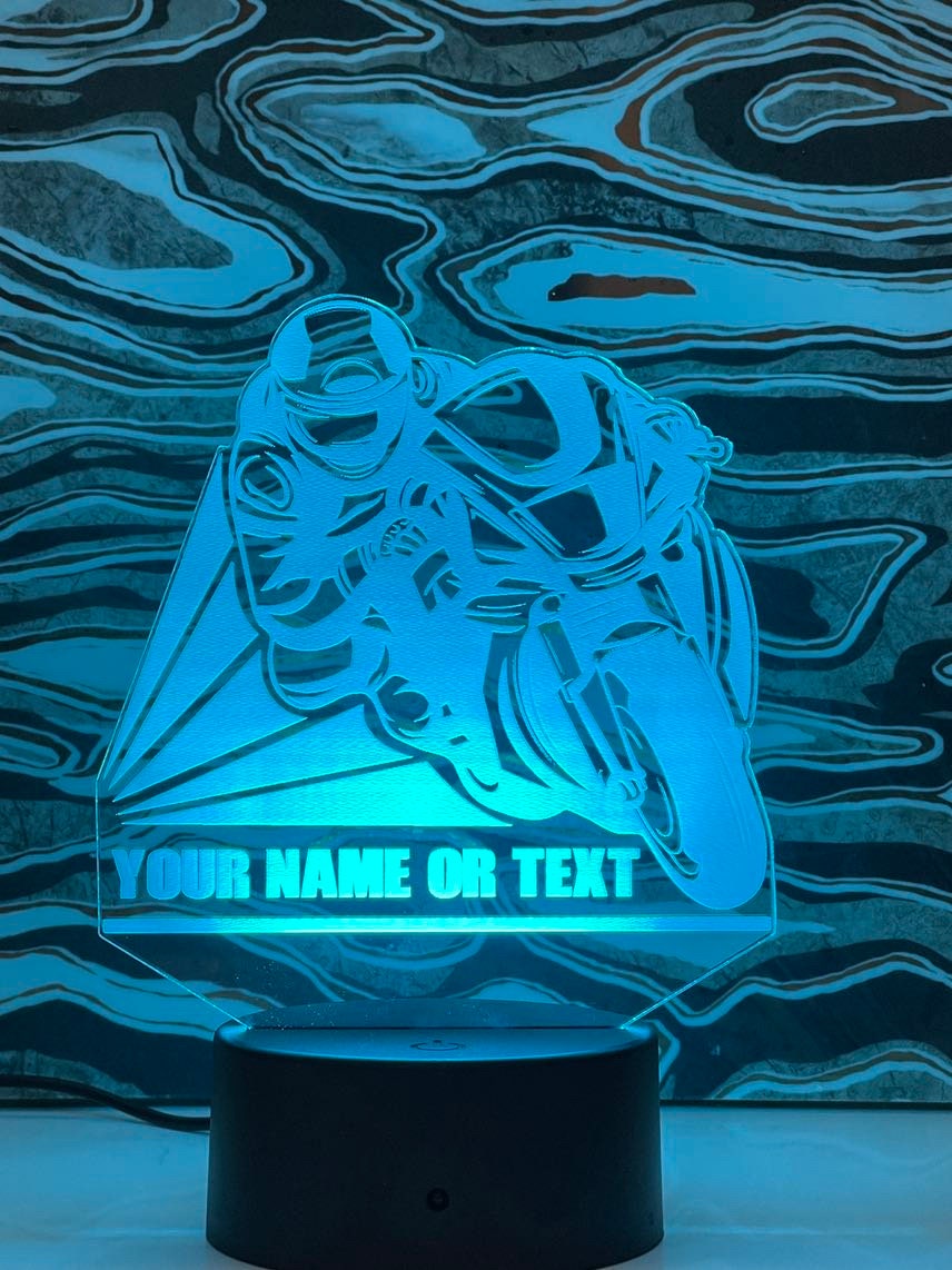 Motorcycle Biker Custom Acrylic RGB Novelty Sign - Crypto Coin Display