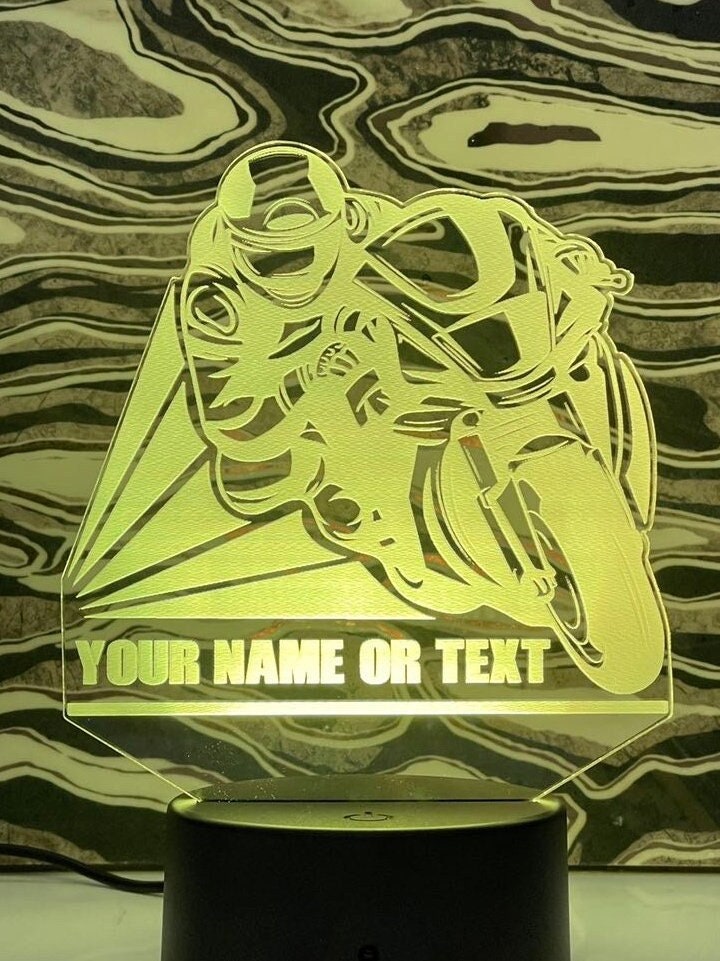 Motorcycle Biker Custom Acrylic RGB Novelty Sign - Crypto Coin Display