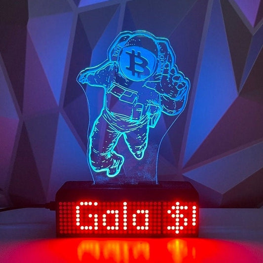 Bitcoin Astronaut RGB Light 5” Crypto Coin Price Ticker Display - Crypto Coin Display