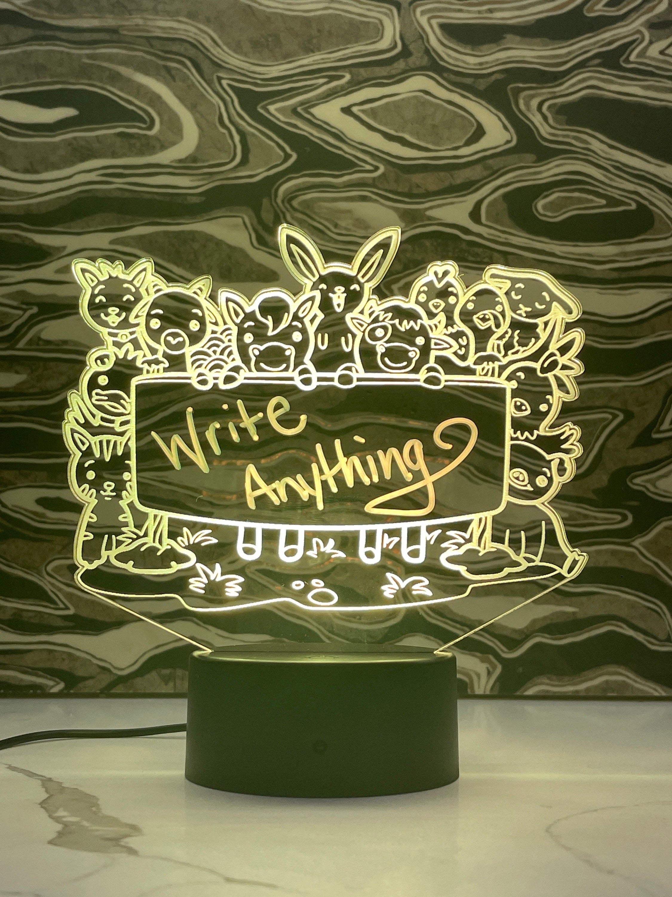 Kids Message Board LED Light dry erase  - Kids Desk Light - LED Message Board Acrylic Sign - Crypto Coin Display