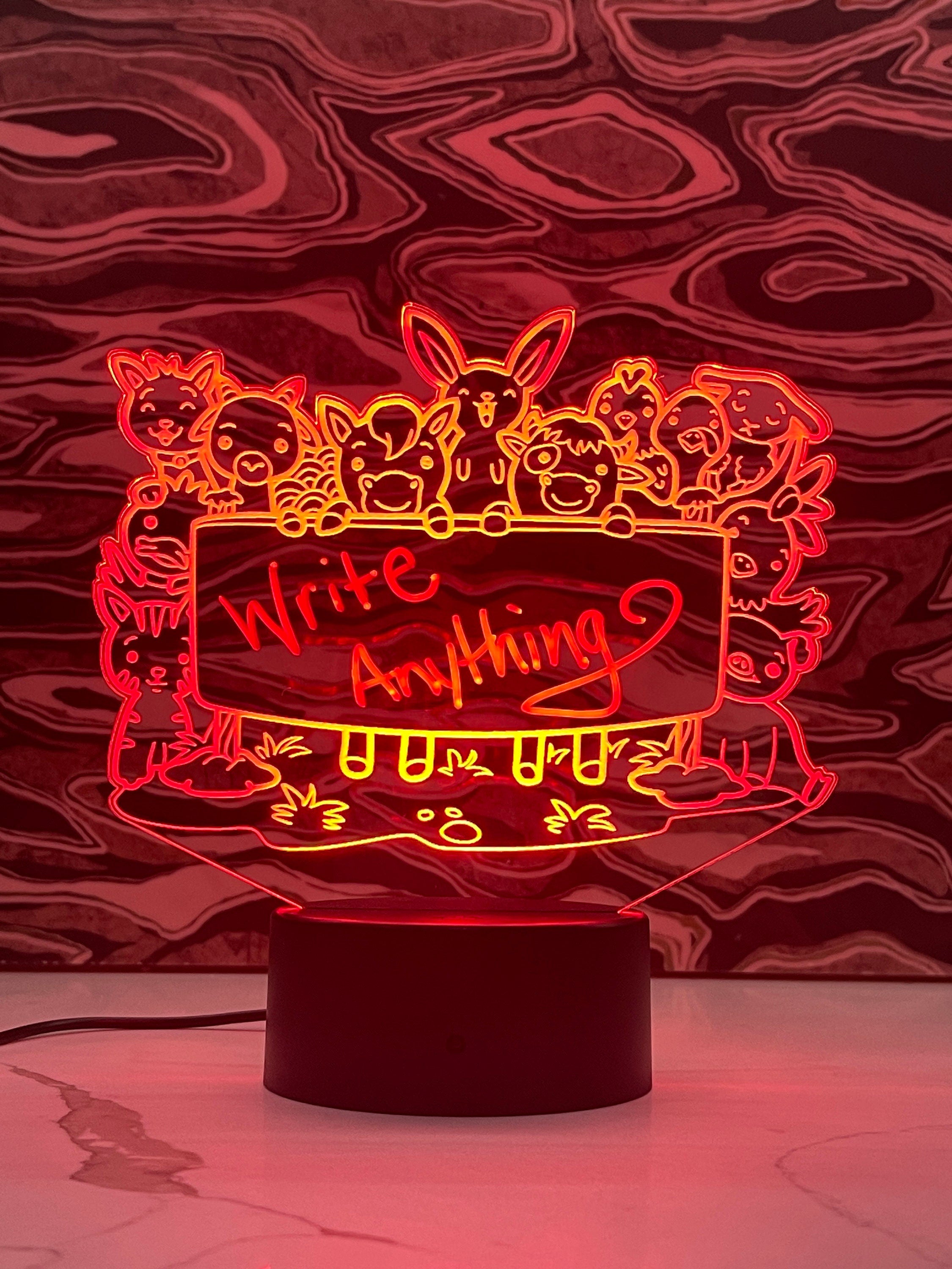 Kids Message Board LED Light dry erase  - Kids Desk Light - LED Message Board Acrylic Sign - Crypto Coin Display