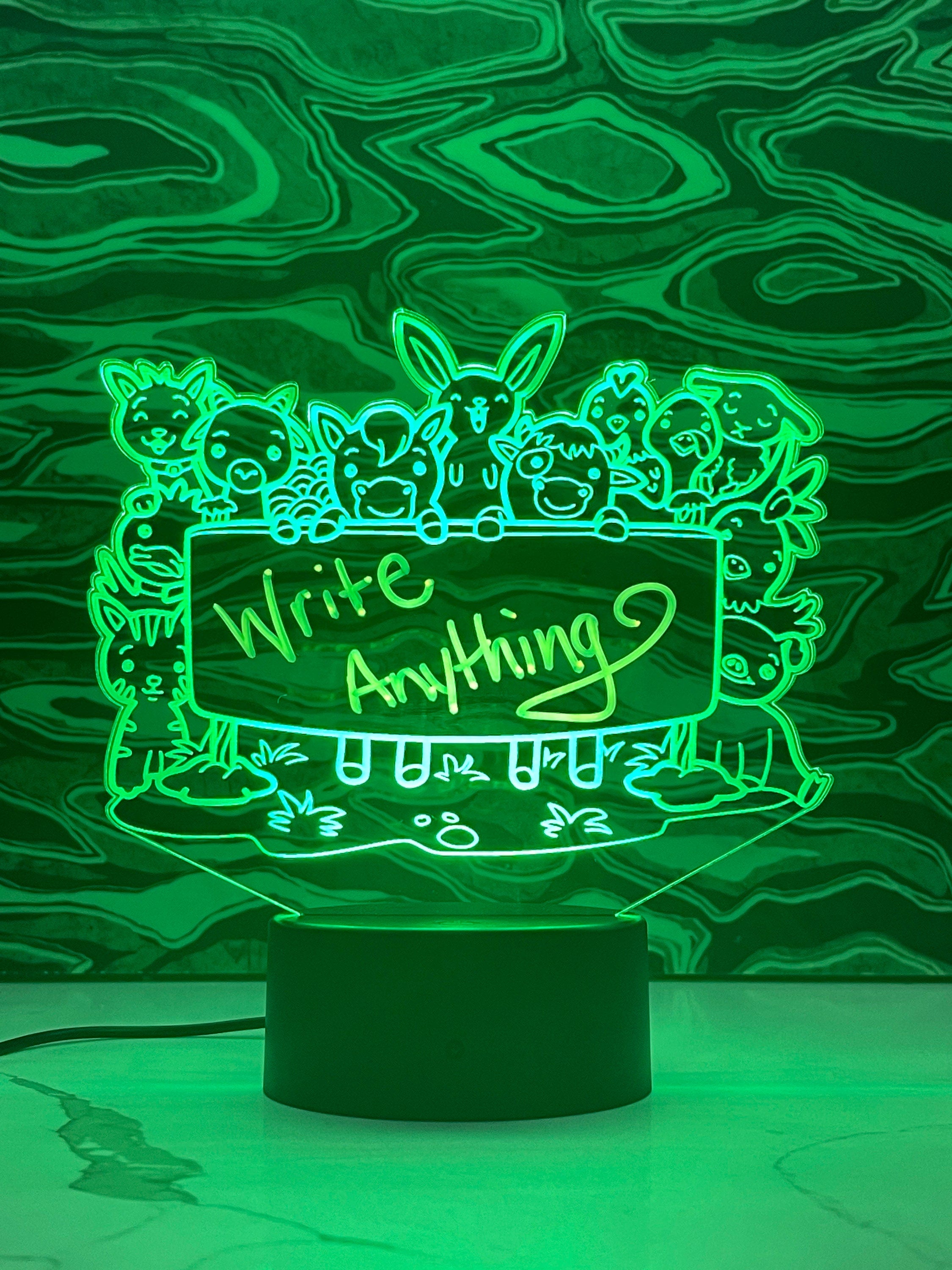 Kids Message Board LED Light dry erase  - Kids Desk Light - LED Message Board Acrylic Sign - Crypto Coin Display