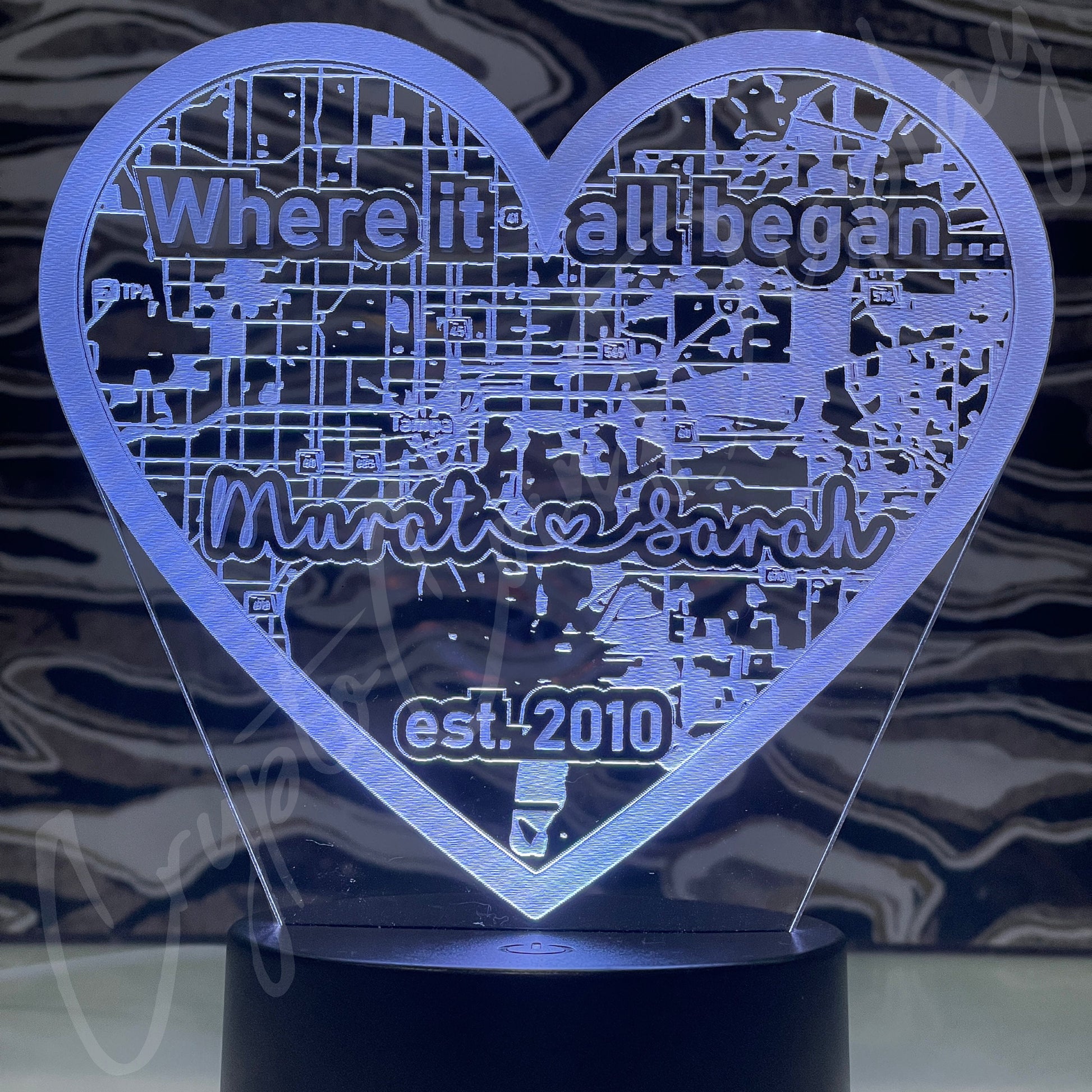 Where it all began.. Heart Acrylic Sign | Heart Night Light | Valentines Day Gift | Love Heart Sign | Heart Plaque | City Night Light - Crypto Coin Display