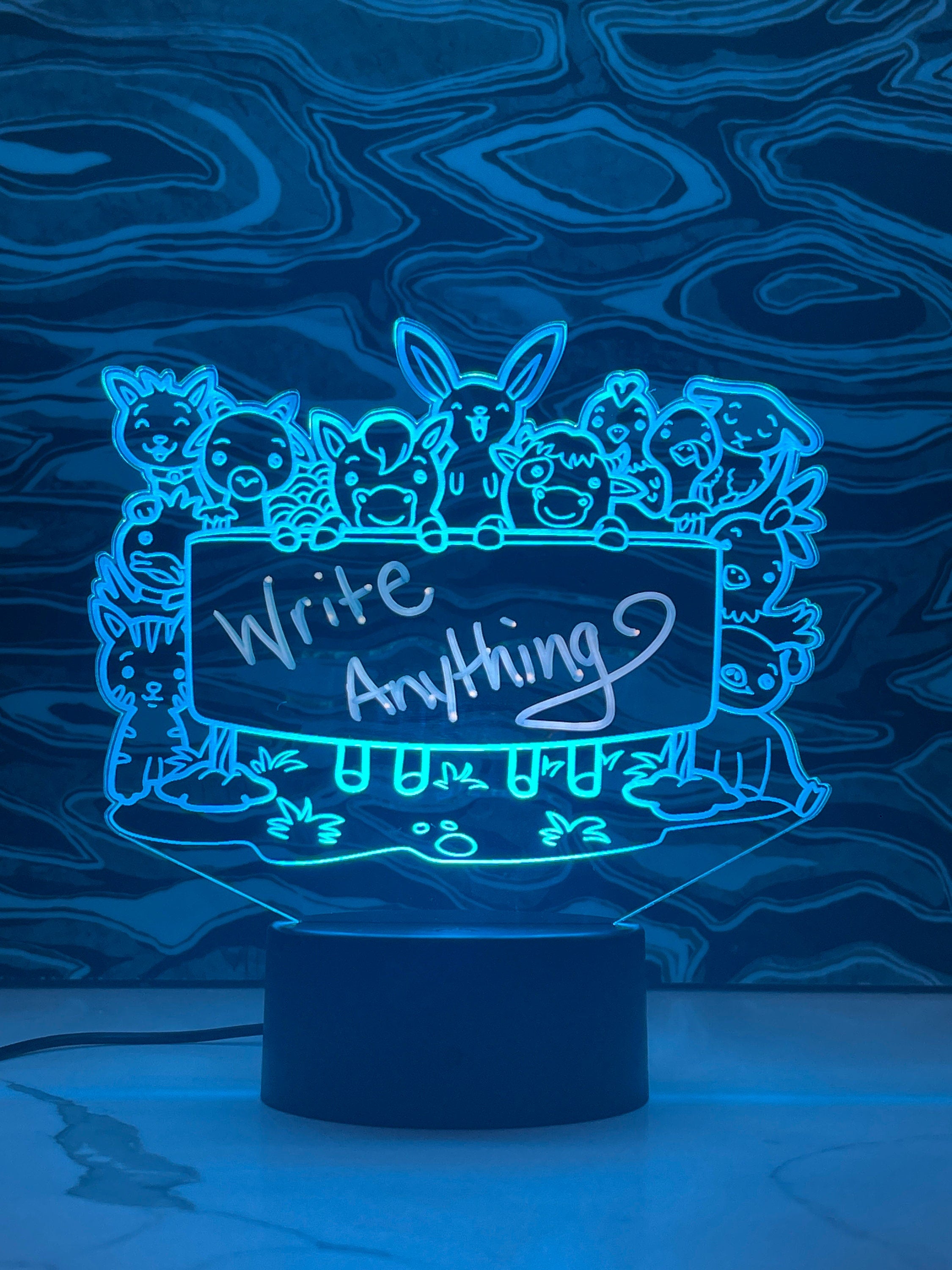 Kids Message Board LED Light dry erase  - Kids Desk Light - LED Message Board Acrylic Sign - Crypto Coin Display