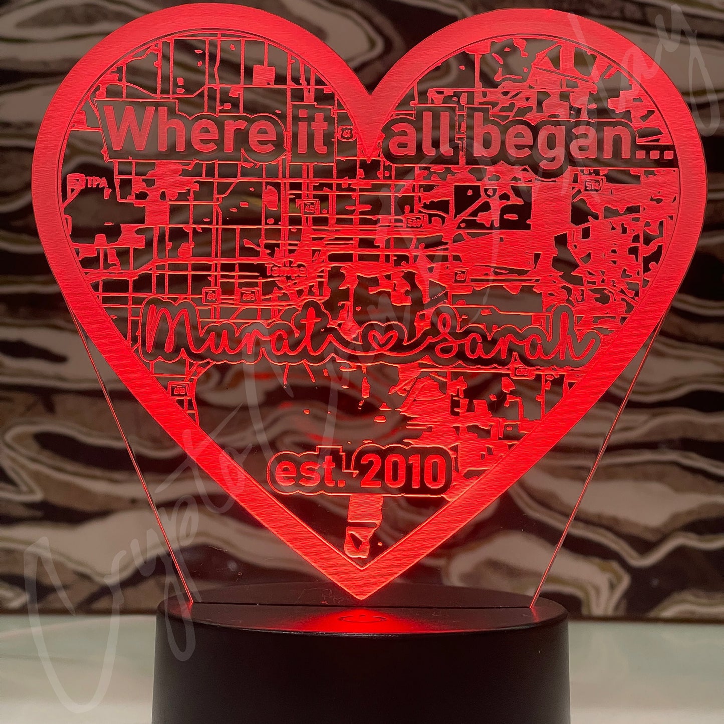Where it all began.. Heart Acrylic Sign | Heart Night Light | Valentines Day Gift | Love Heart Sign | Heart Plaque | City Night Light - Crypto Coin Display