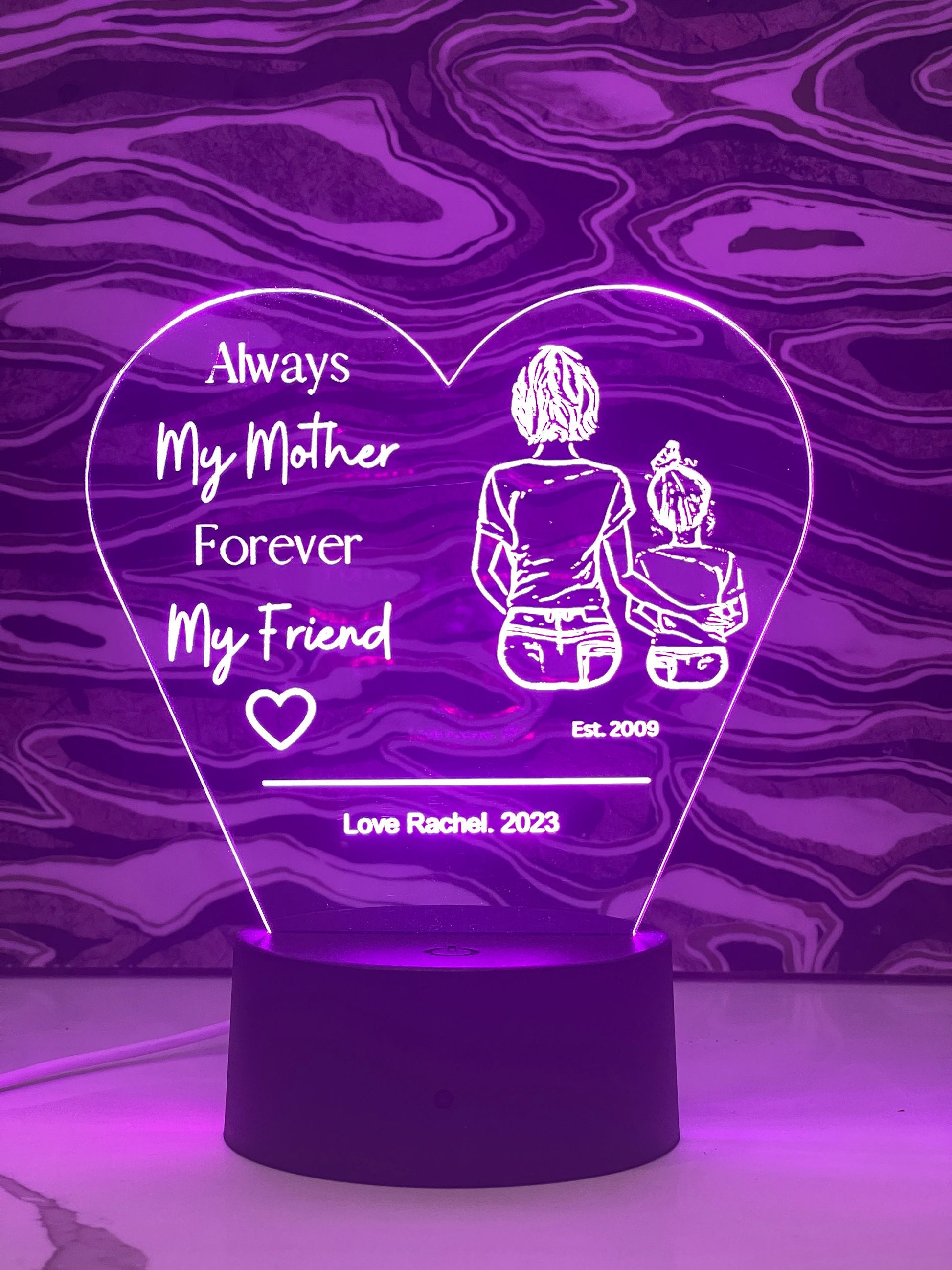 Mom Bestfriend Heart Acrylic Sign | Heart Night Light | Mothers Day Gift | Love Heart Sign | Heart Plaque | Mom Night Light - Crypto Coin Display