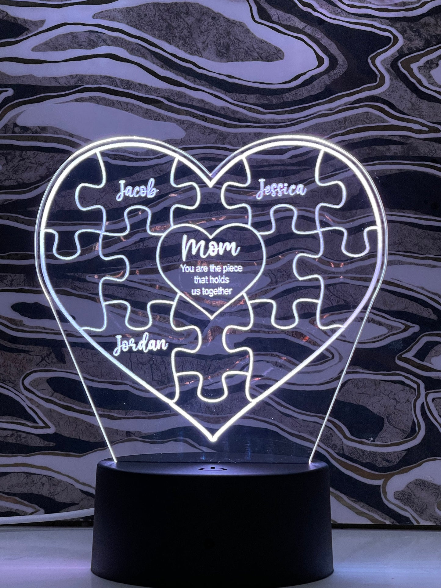 Mom Heart Puzzle Home Decor Sign | Mom Light | Mom Gift | Mothers Day Gift | Mom Personalized Gift - Crypto Coin Display