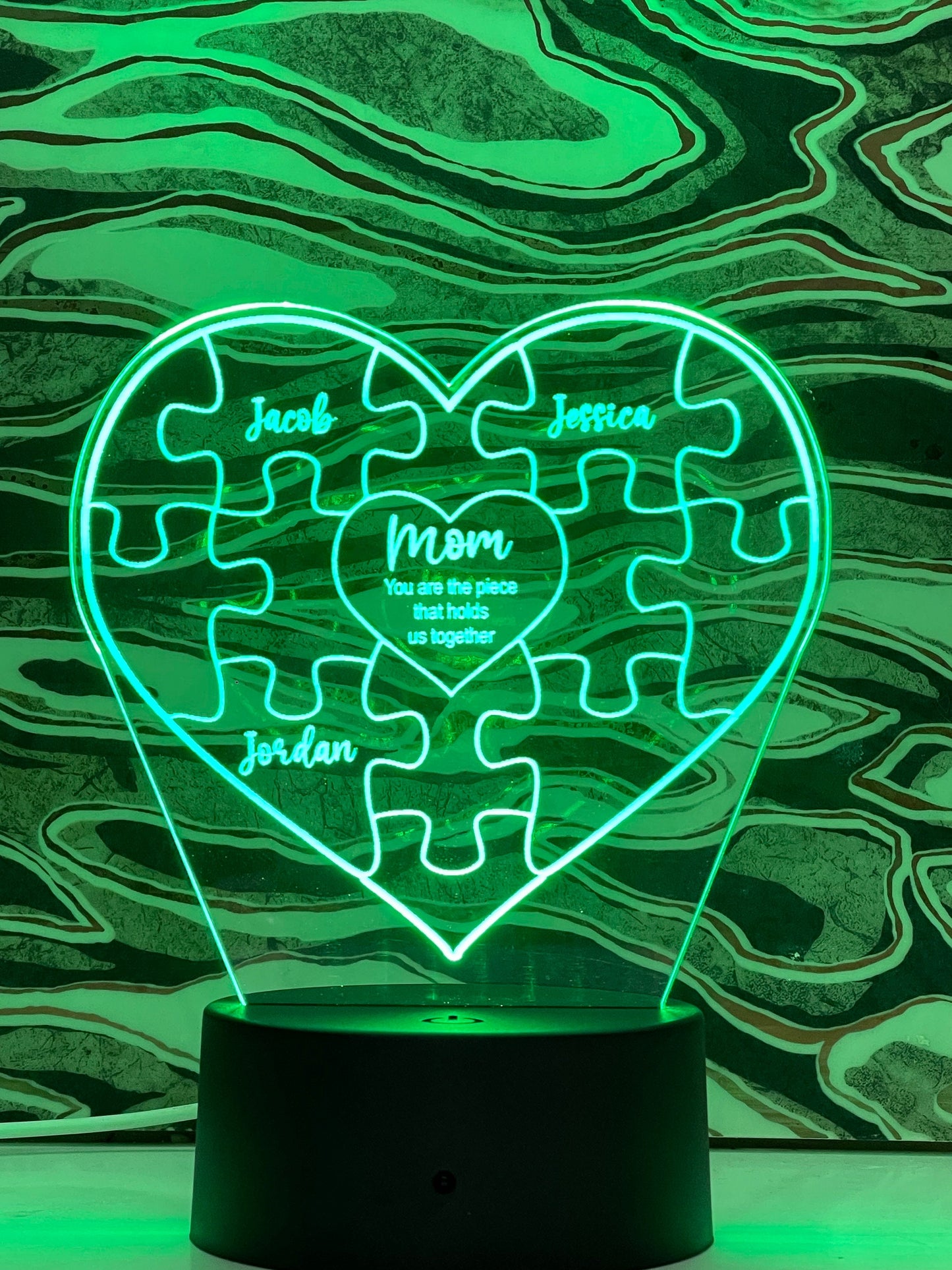 Mom Heart Puzzle Home Decor Sign | Mom Light | Mom Gift | Mothers Day Gift | Mom Personalized Gift - Crypto Coin Display
