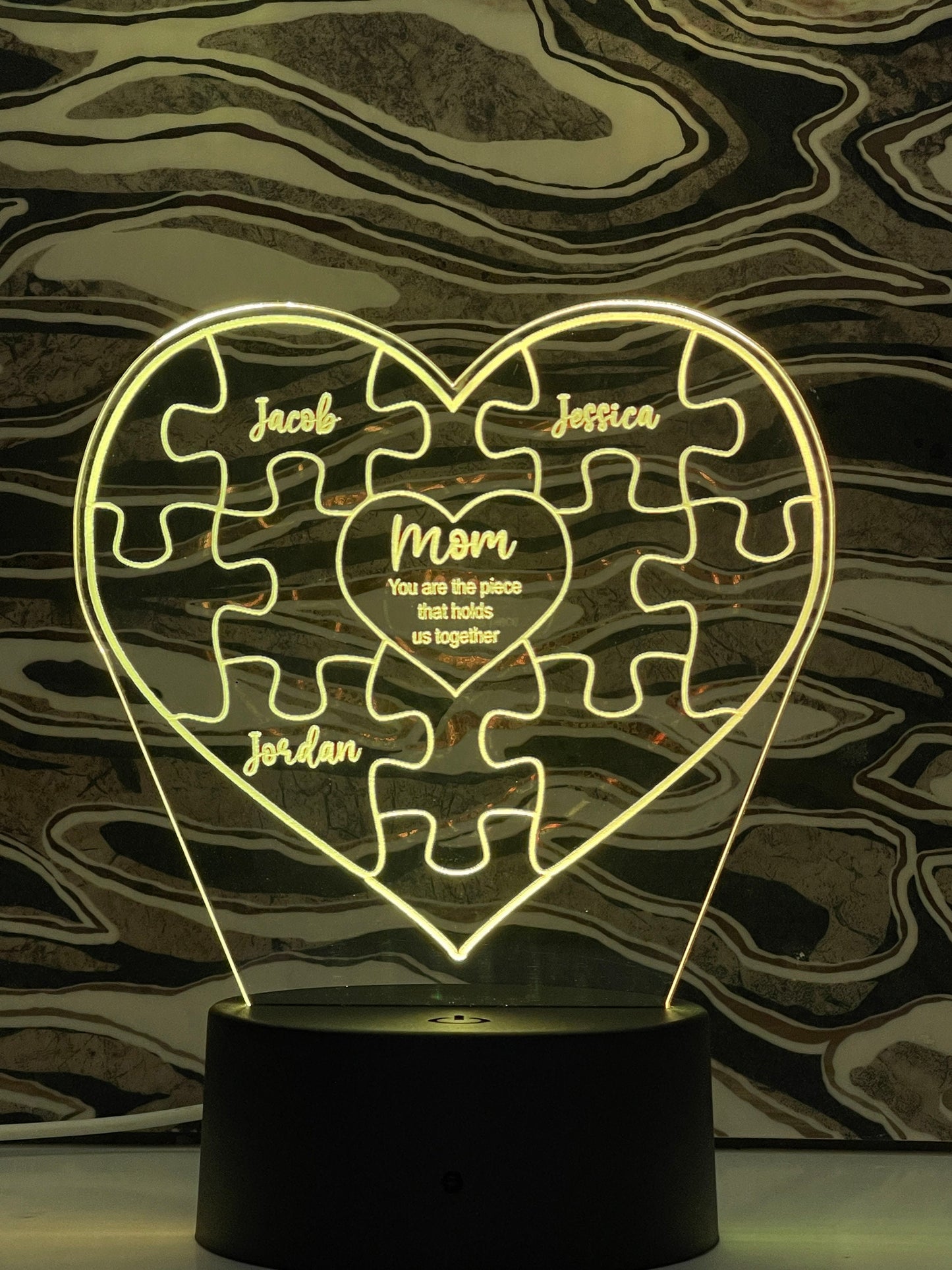 Mom Heart Puzzle Home Decor Sign | Mom Light | Mom Gift | Mothers Day Gift | Mom Personalized Gift - Crypto Coin Display