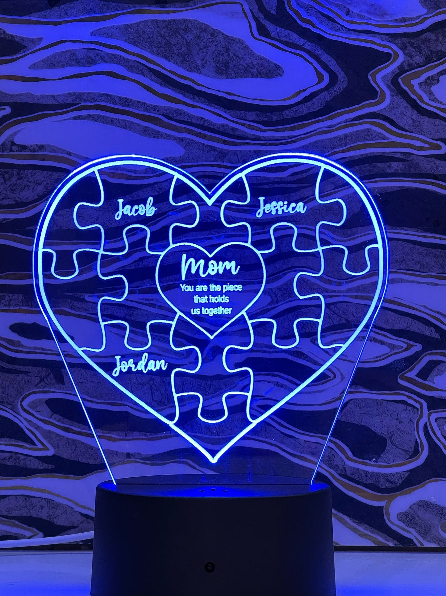 Mom Heart Puzzle Home Decor Sign | Mom Light | Mom Gift | Mothers Day Gift | Mom Personalized Gift - Crypto Coin Display