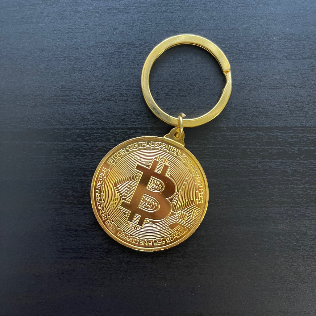 Bitcoin Crypto Coin Gold Keychain - Crypto Coin Display
